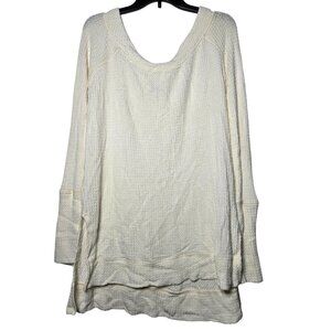 We the Free Womens Ivory Kate‎ Thermal Size Large Waffle Tunic Fall Oversized